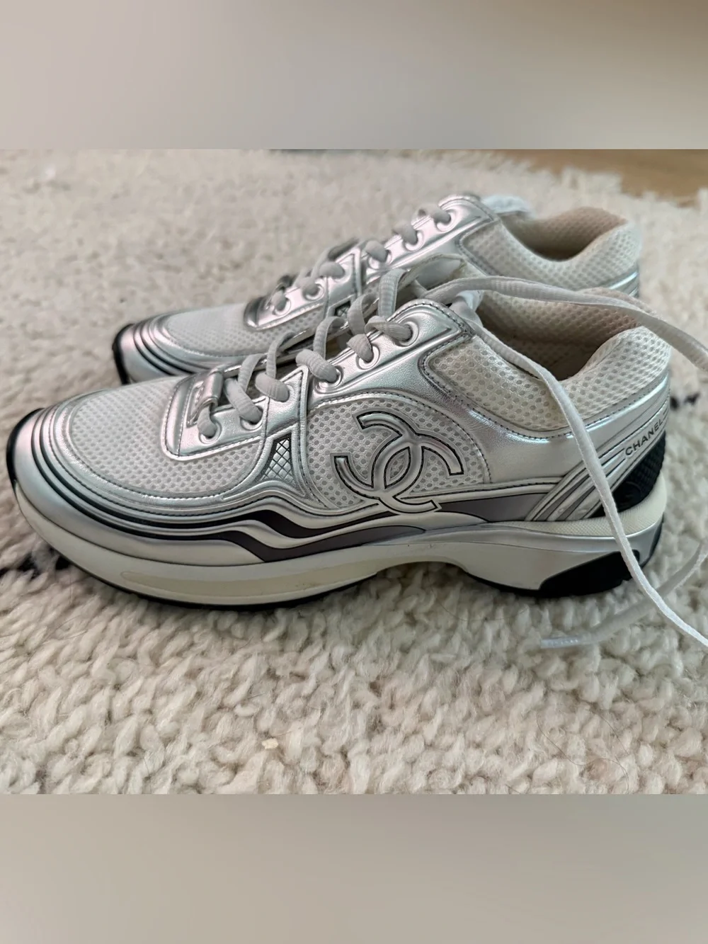 CHANEL Interlocking CC Mesh Logo Sneakers 38.5